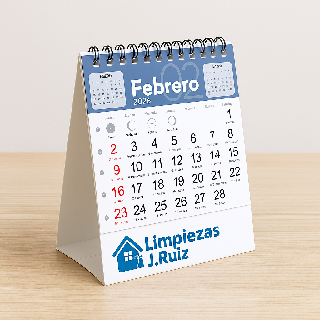 Calendario de sobremesa personalizado con anillas