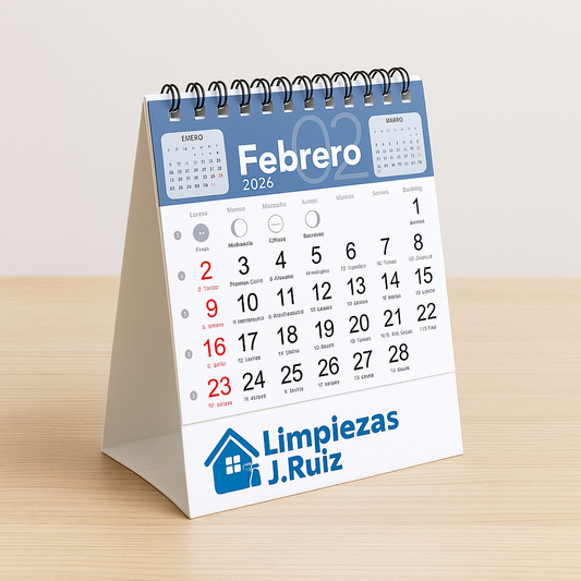 Calendario de sobremesa personalizado con anillas