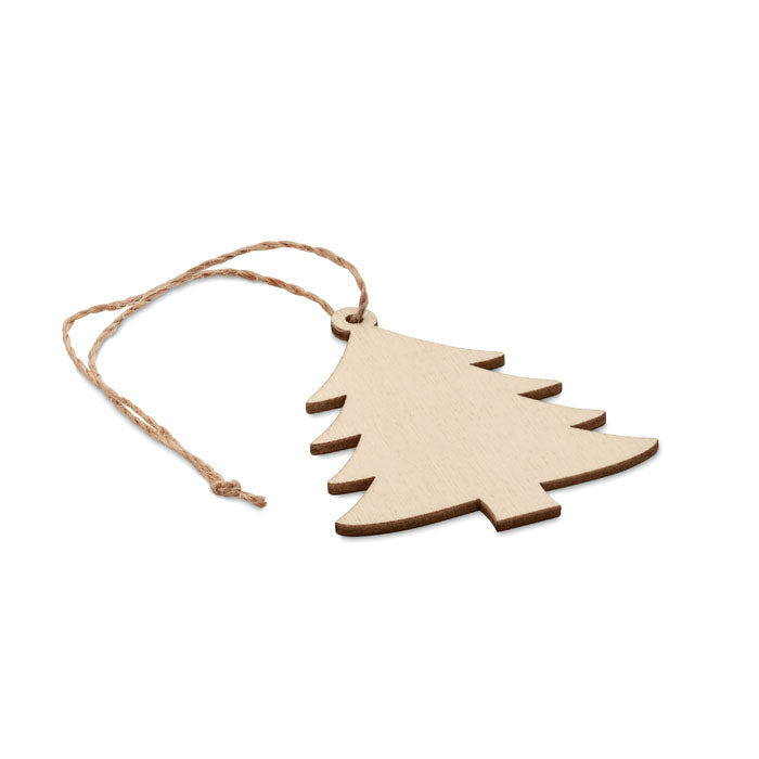Colgante de madera con forma de árbol de Navidad, vista de lado