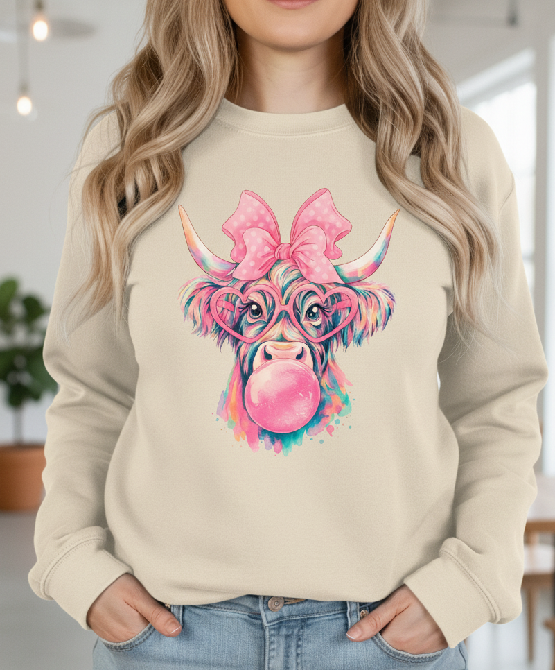 Transfer DTF Vaca comiendo chicle