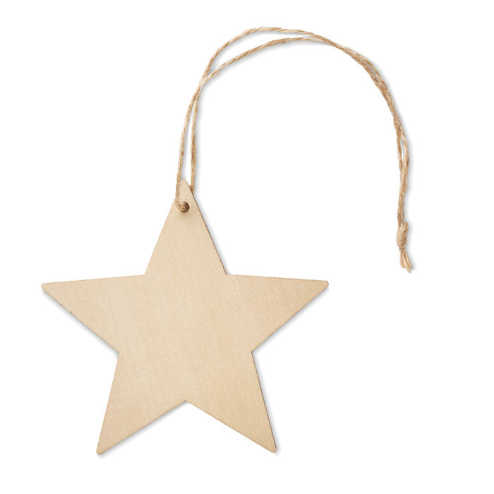 Colgante estrella de madera para Navidad personalizado en color madera