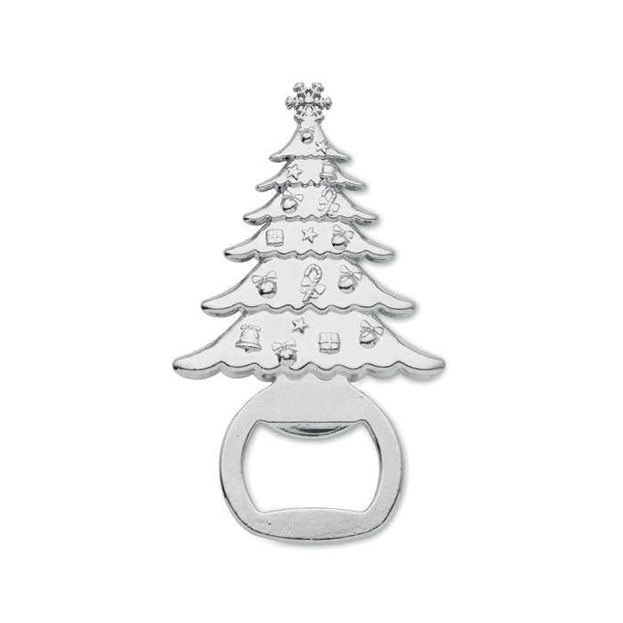 Abrebotellas navideño de zinc personalizado en color plata mate