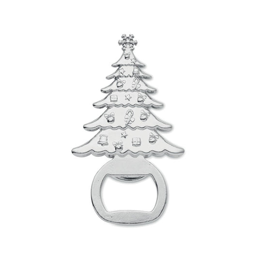 Abrebotellas navideño de zinc personalizado en color plata mate