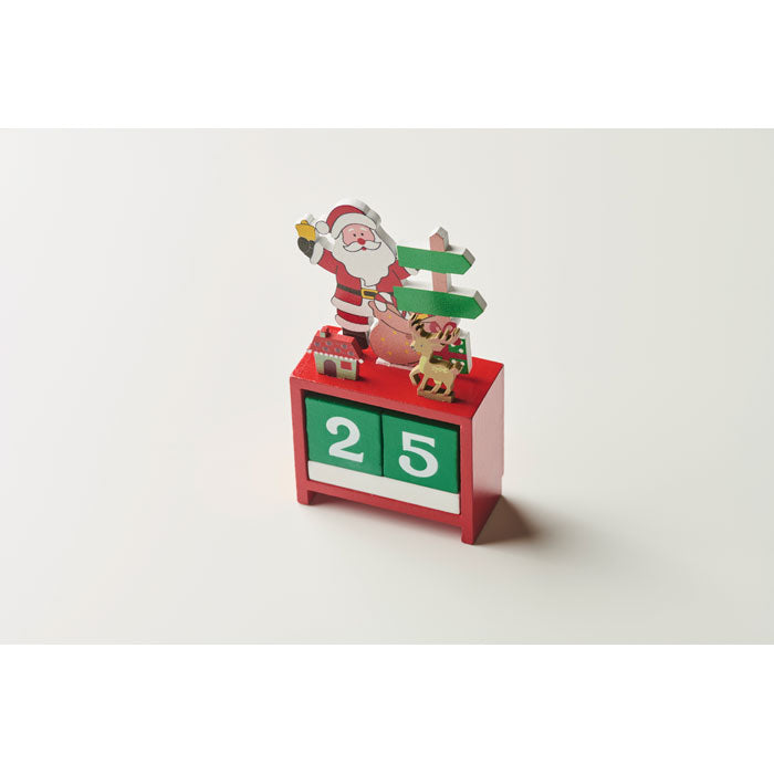 Calendario de Navidad de madera, vista de lado