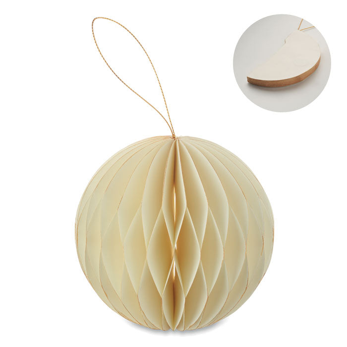 Adorno plegable de papel para Navidad personalizado en color beige