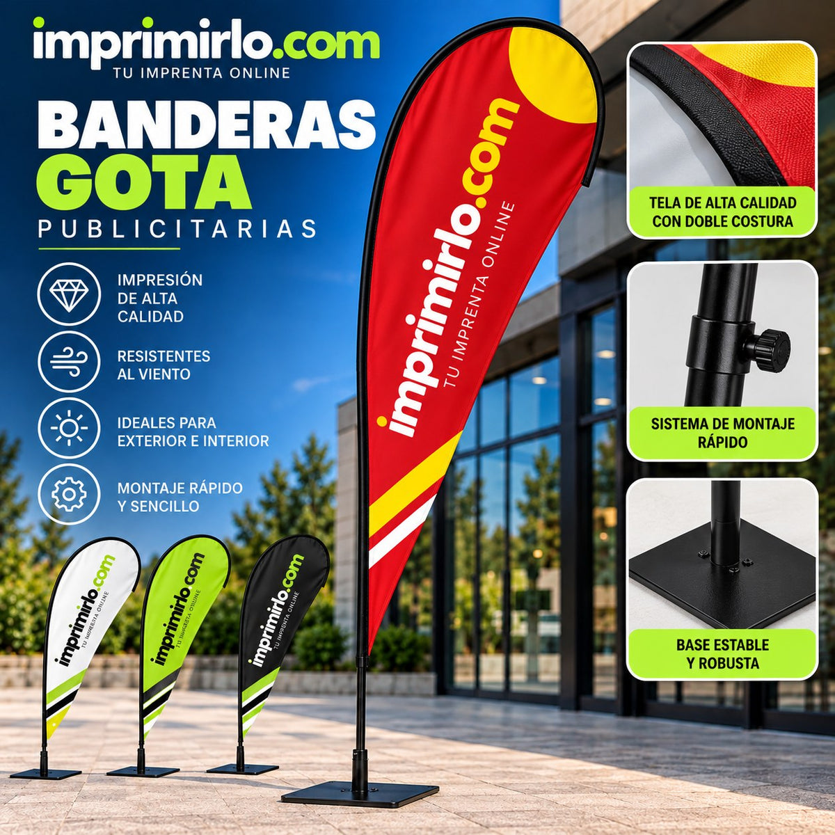 Banderas gota publicitarias personalizadas imprimirlo.com