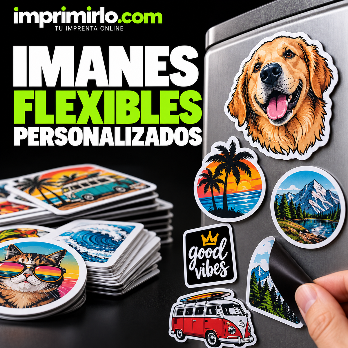 Imanes flexibles personalizados: redondos, cuadrados, tarjeta y troquelados