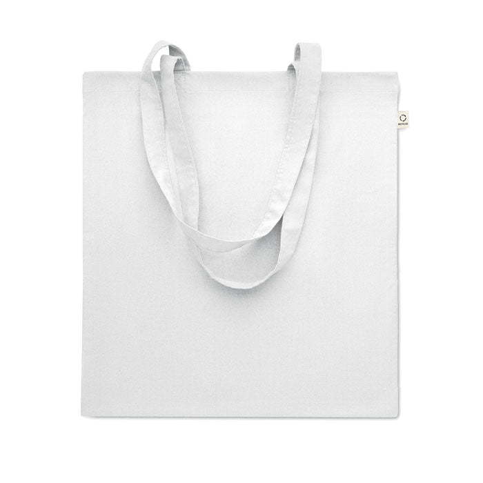 Bolsa de algodón reciclado de colores personalizada en color blanco