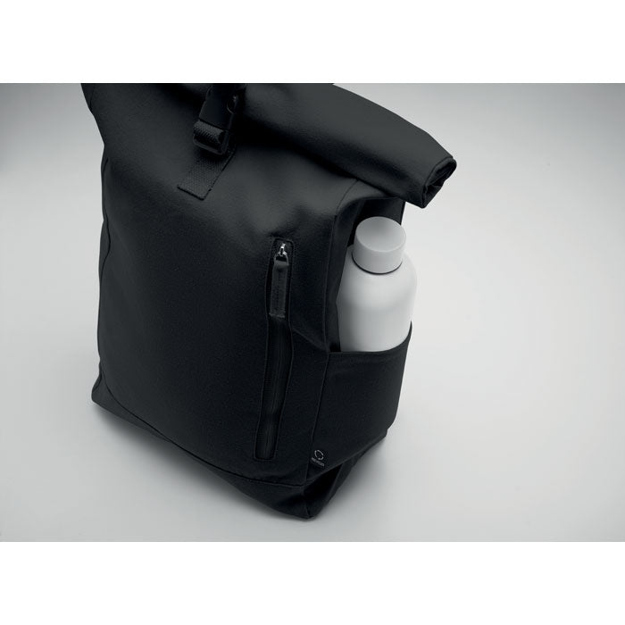 Mochila roll top de algodón reciclado, detalle