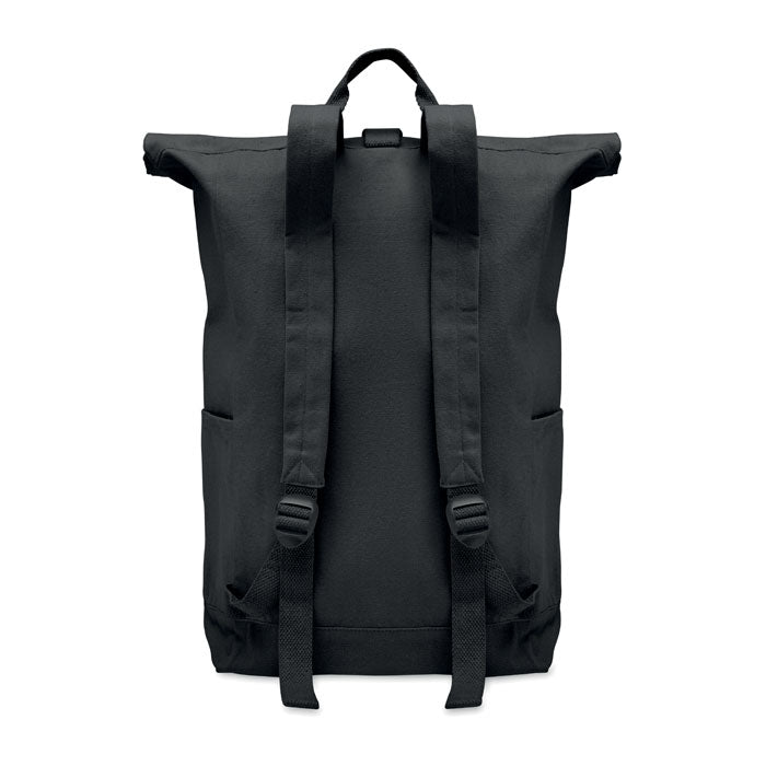 Mochila roll top de algodón reciclado, vista de lado