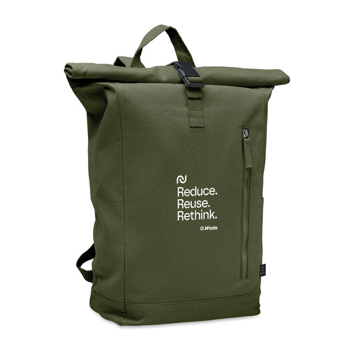 Mochila roll top de algodón reciclado personalizada