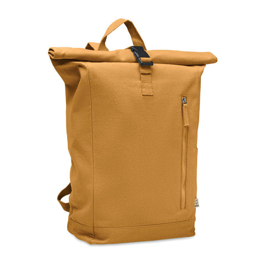 Mochila Roll Top de Algodón Reciclado Personalizada en color ocre