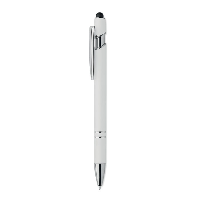 Bolígrafo de Aluminio Gomoso Personalizado en color blanco