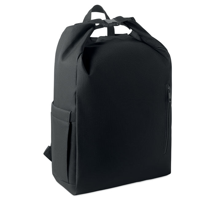 Mochila Roll Top RPET para Portátil Personalizada en color negro