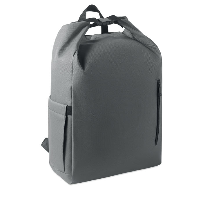 Mochila Roll Top RPET para Portátil Personalizada en color gris piedra