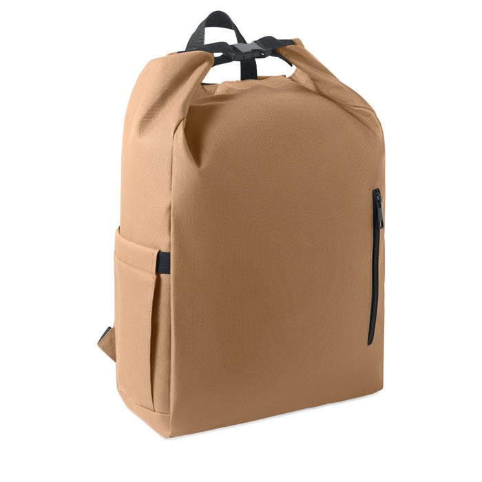Mochila Roll Top RPET para Portátil Personalizada en color caqui