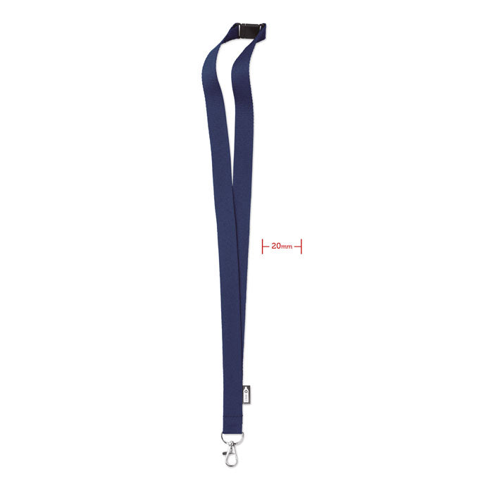 Lanyard de RPET reciclado personalizado en color azul