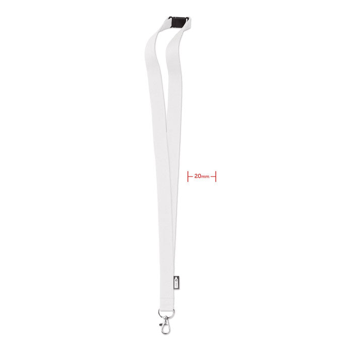 Lanyard de RPET reciclado personalizado en color blanco