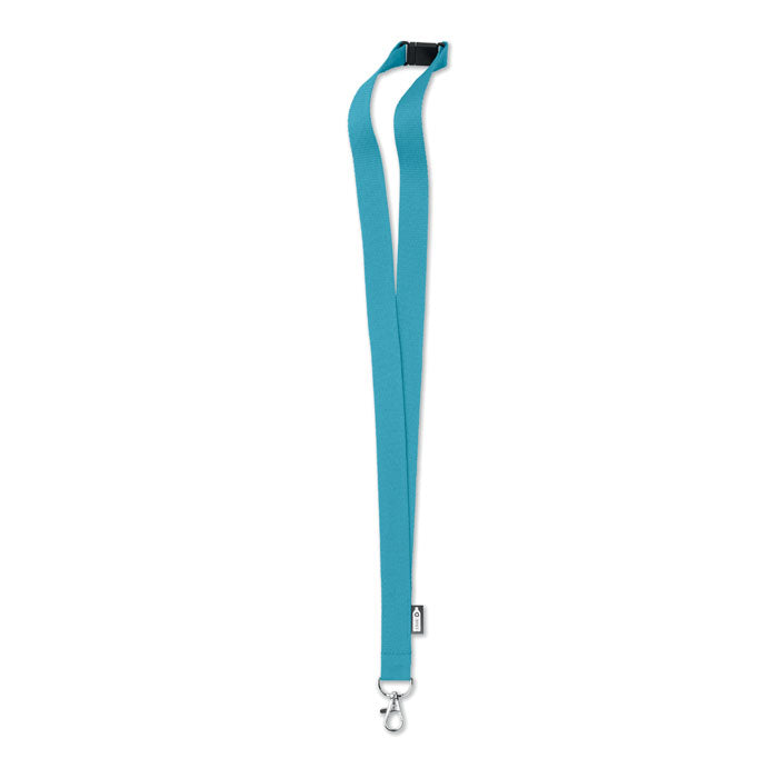 Lanyard de RPET reciclado personalizado en color turquesa