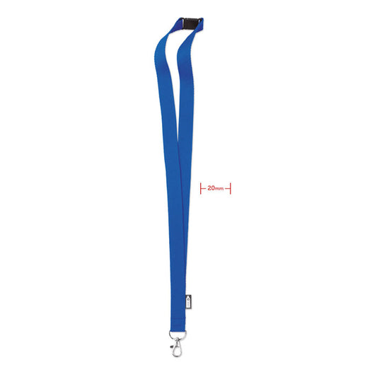 Lanyard de RPET reciclado personalizado en color azul royal