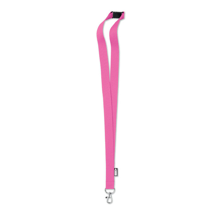 Lanyard de RPET reciclado personalizado en color fucsia