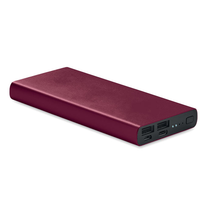 Powerbank 10000 mAh de Aluminio Personalizado en color burdeos