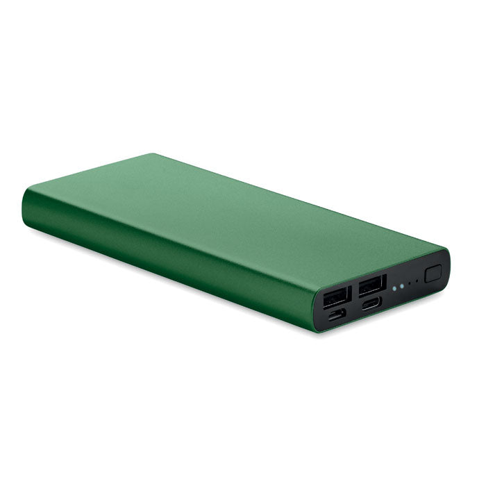 Powerbank 10000 mAh de Aluminio Personalizado en color verde oscuro