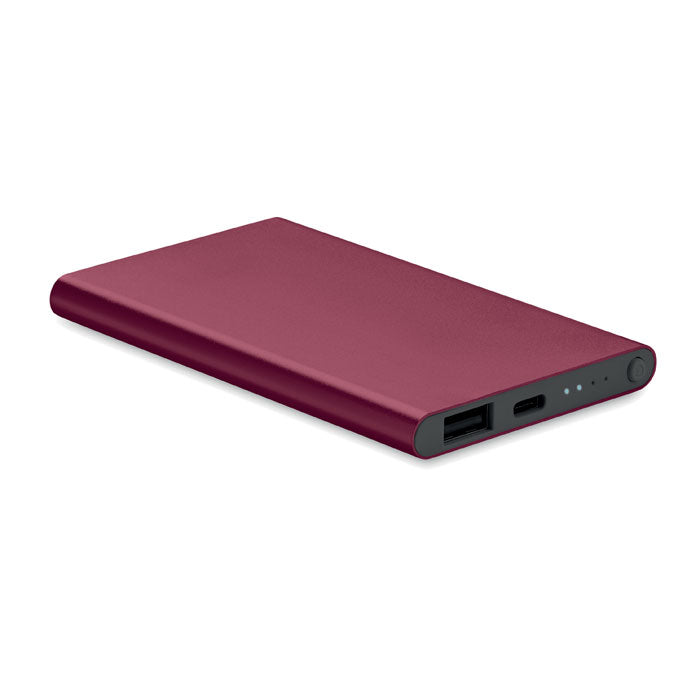 Powerbank USB-C 4000 mAh personalizado en color burdeos