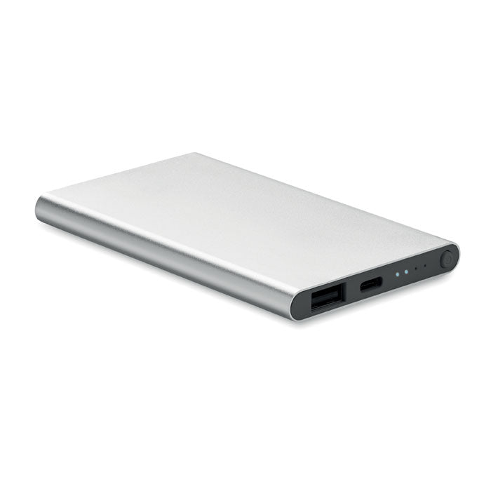 Powerbank USB-C 4000 mAh personalizado en color plata mate