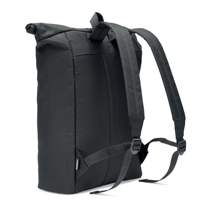 Mochila roll top RPET 600D, vista de lado