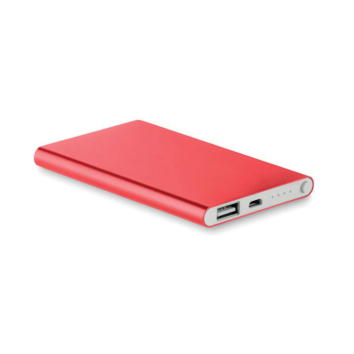 Powerbank 4000 mAh de aluminio personalizado en color rojo