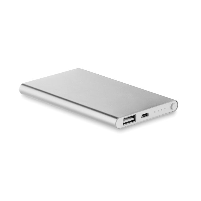 Powerbank 4000 mAh de aluminio personalizado en color plata mate