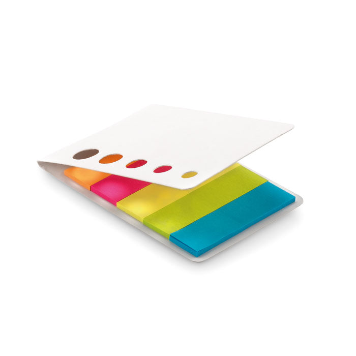Notas adhesivas de 5 colores con cubierta blanca