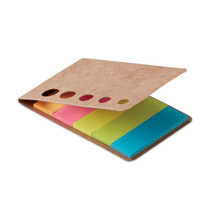 Notas adhesivas de 5 colores con cubierta beige