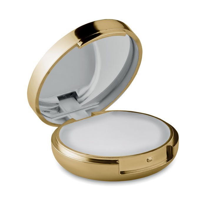 Bálsamo Labial con Espejo Personalizado en color oro