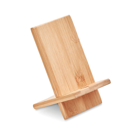 Soporte de Bambú para Móvil Personalizado en color madera