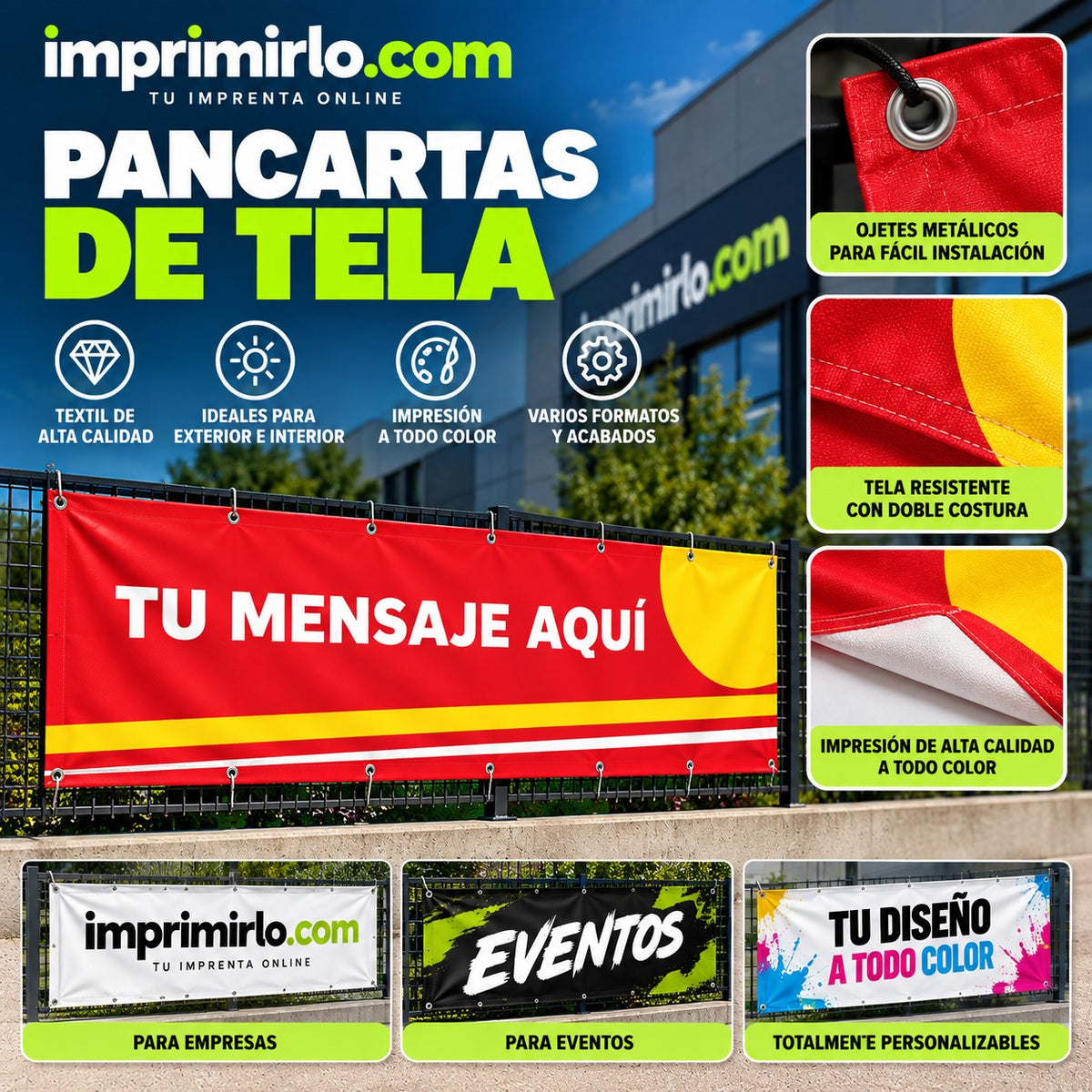 Pancartas de tela personalizadas con ollaos