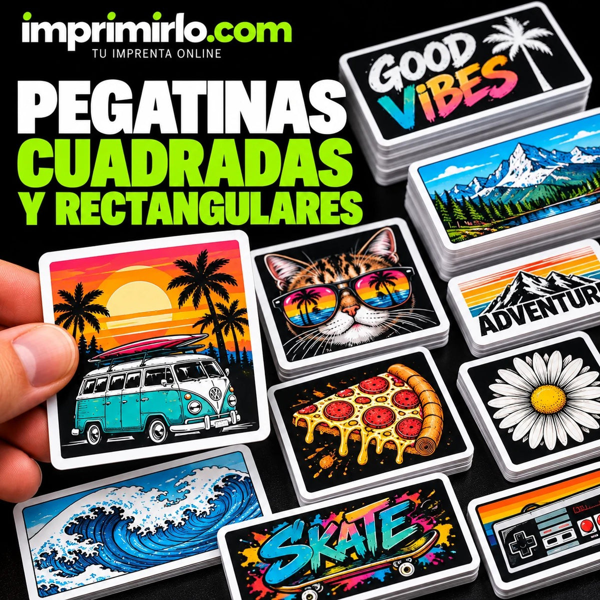 Pegatinas cuadradas y rectangulares personalizadas