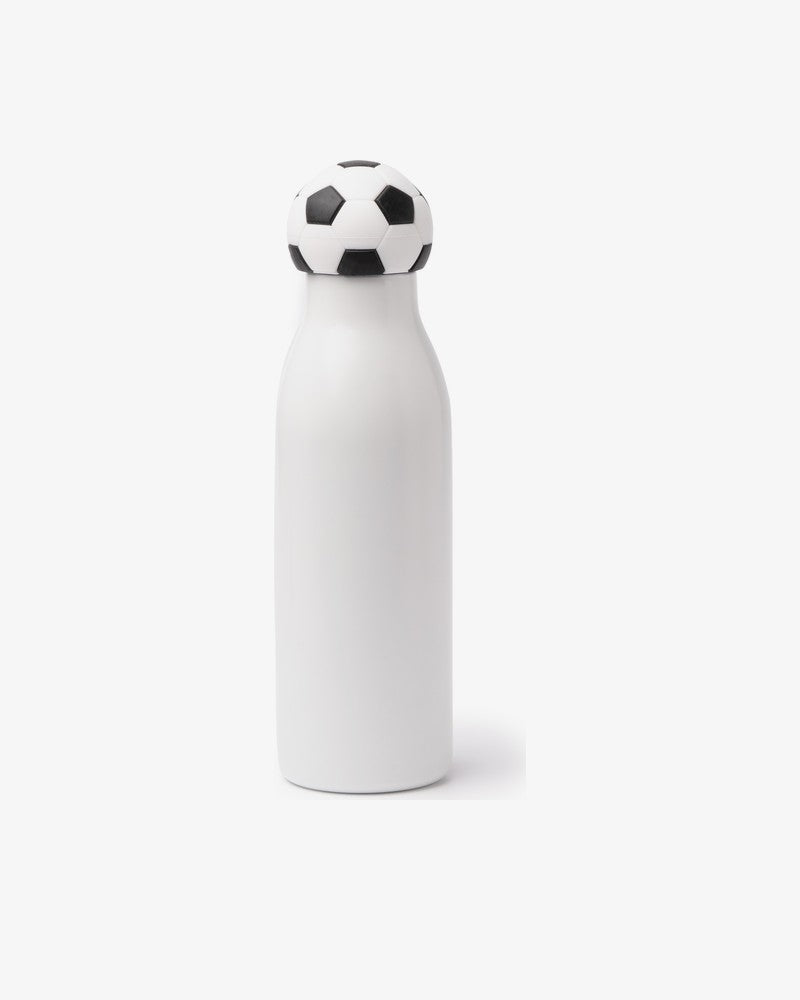 Bidón térmico blanco con tapón de balón de fútbol personalizable