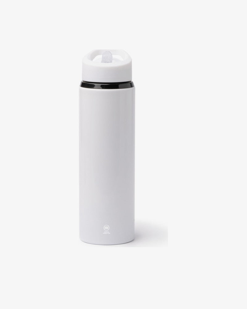 Bidón blanco de acero con pajita abatible personalizable