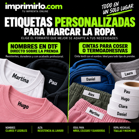 Nombres personalizados para marcar la ropa del colegio, termoadhesivos para planchar y cinta para coser
