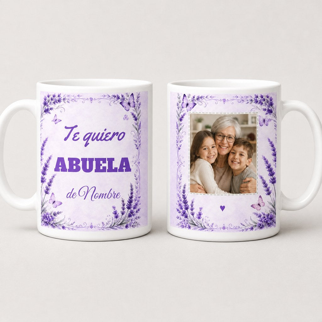 Taza para abuelos personalizada con foto y mensaje Te quiero abuela