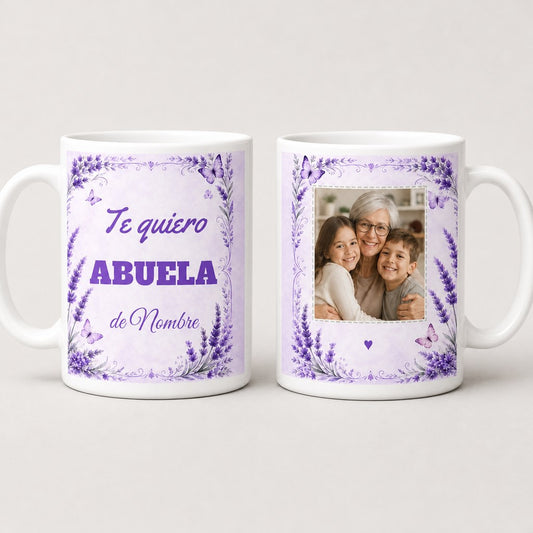 Taza para abuelos personalizada con foto y mensaje Te quiero abuela