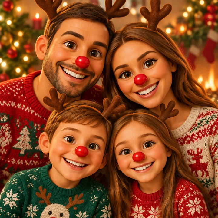 Reno de Navidad con nariz roja