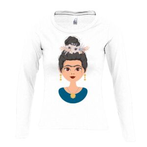 Camiseta Manga Larga Mujer con Cuello Redondo Thumbnail